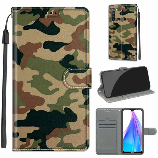 For Xiaomi Redmi Note 8T Voltage Coloured Drawing Magnetic Clasp Horizontal Flip PU Leather Case with Holder & Card Slots(C12 Green Yellow Camouflage)