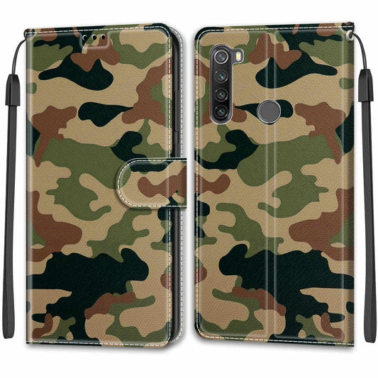 For Xiaomi Redmi Note 8T Voltage Coloured Drawing Magnetic Clasp Horizontal Flip PU Leather Case with Holder & Card Slots(C12 Green Yellow Camouflage)