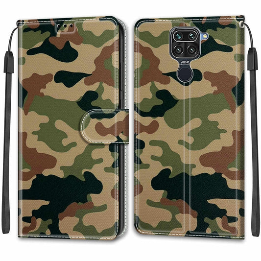 For Xiaomi Redmi Note 9/Redmi 10X 4G Voltage Coloured Drawing Magnetic Clasp Horizontal Flip PU Leather Case with Holder & Card Slots(C12 Green Yellow Camouflage)