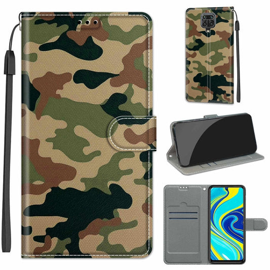 For Xiaomi Redmi Note 9S/9 Pro Voltage Coloured Drawing Magnetic Clasp Horizontal Flip PU Leather Case with Holder & Card Slots(C12 Green Yellow Camouflage)