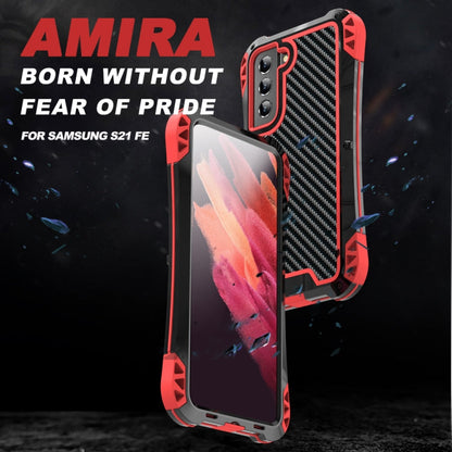 For Samsung Galaxy S21 FE R-JUST AMIRA Shockproof Dustproof Waterproof Metal Protective Case(Red)