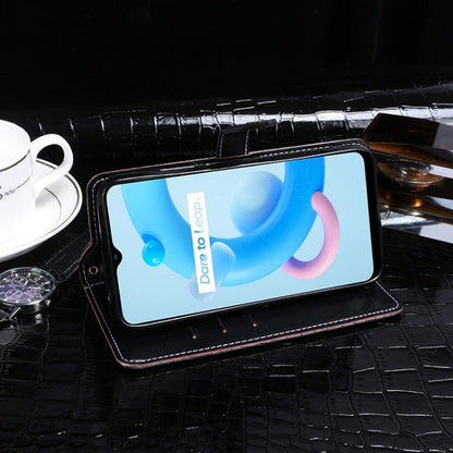 For OPPO Realme C11 (2021) idewei Crocodile Texture Horizontal Flip Leather Case with Holder & Card Slots & Wallet(Black)