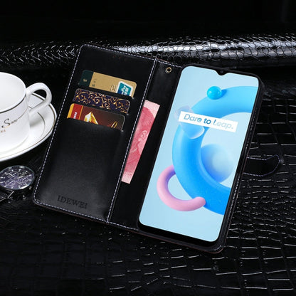 For OPPO Realme C11 (2021) idewei Crocodile Texture Horizontal Flip Leather Case with Holder & Card Slots & Wallet(Black)