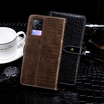 For vivo V21e 4G idewei Crocodile Texture Horizontal Flip Leather Case with Holder & Card Slots & Wallet(Black)