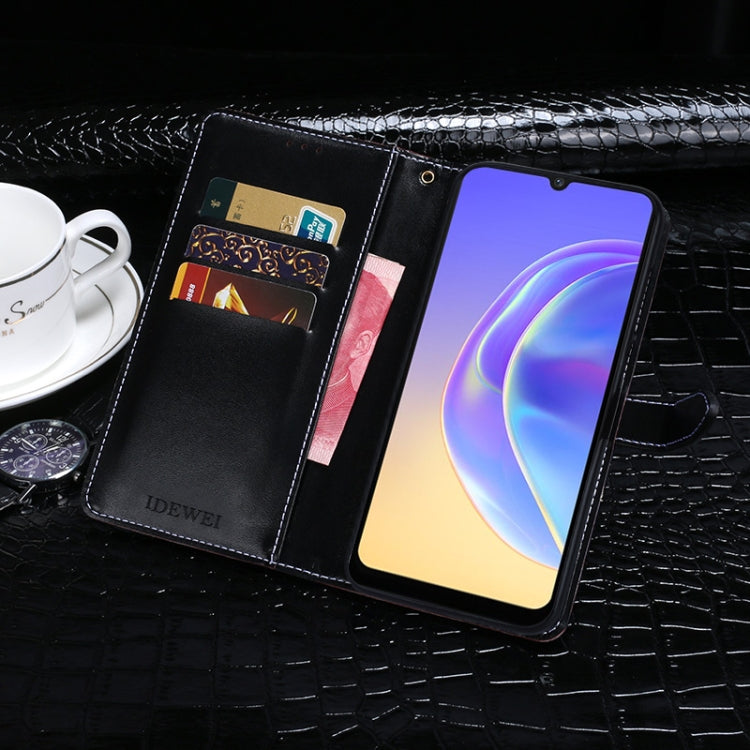 For vivo V21e 4G idewei Crocodile Texture Horizontal Flip Leather Case with Holder & Card Slots & Wallet(Black)