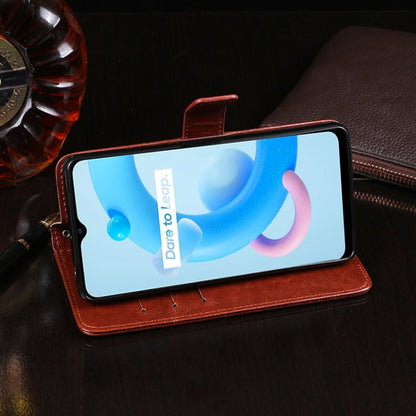 Pour OPPO Realme C11 (2021) idewei Crazy Horse Texture Étui en cuir à rabat horizontal avec support, fentes pour cartes et portefeuille (Rose Rouge)
