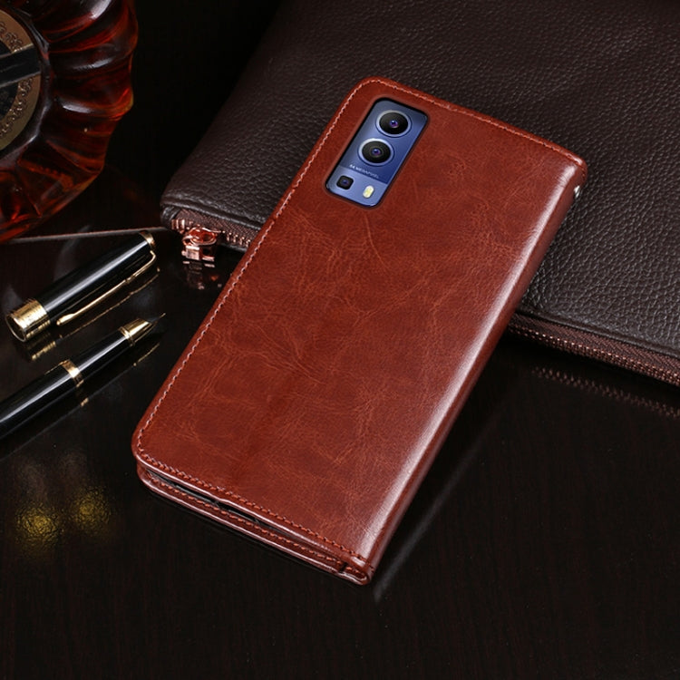For vivo Y52 5G / Y72 5G idewei Crazy Horse Texture Horizontal Flip Leather Case with Holder & Card Slots & Wallet(Black)