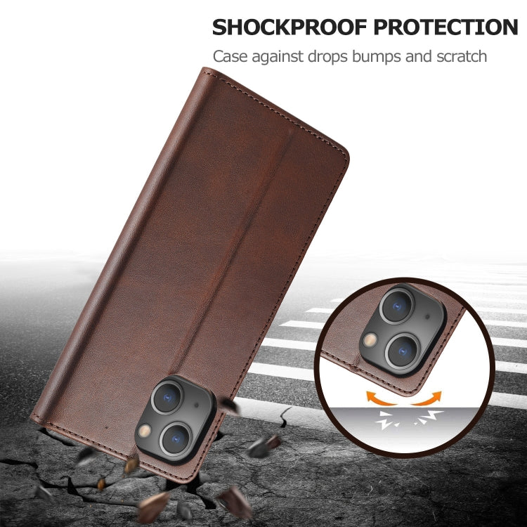 For iPhone 13 mini LC.IMEEKE Calf Texture Horizontal Flip Leather Case with Holder & Card Slots & Wallet (Brown)