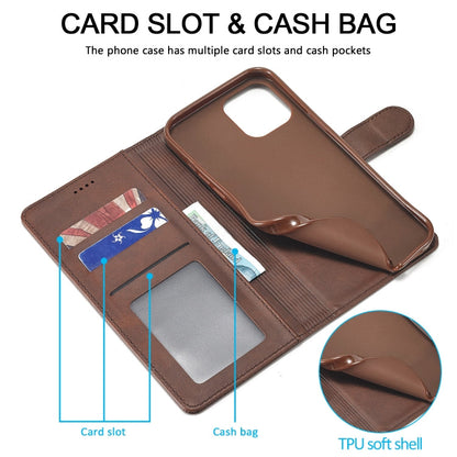 For iPhone 13 mini LC.IMEEKE Calf Texture Horizontal Flip Leather Case with Holder & Card Slots & Wallet (Brown)