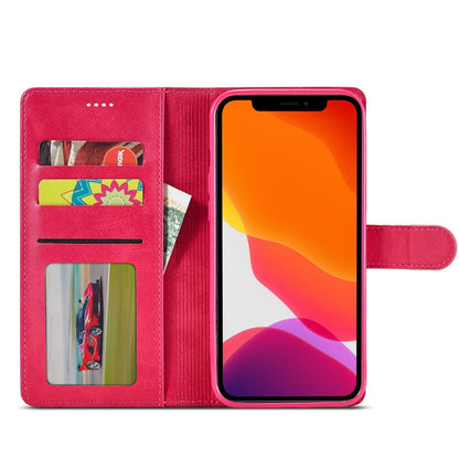 Pour iPhone 13 mini LC.IMEEKE Étui en Cuir à Rabat Horizontal Texture Veau avec Support et Fentes pour Cartes et Portefeuille (Rouge)