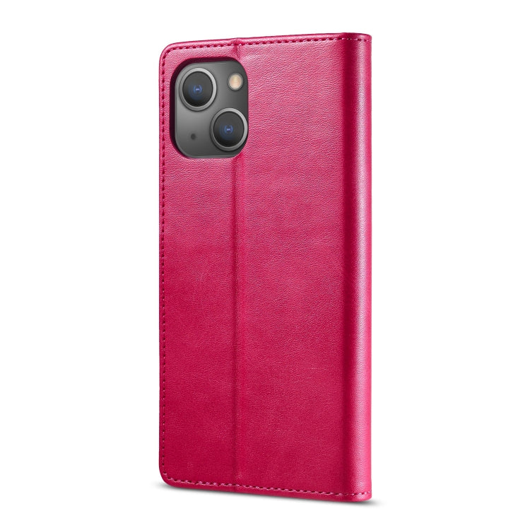 For iPhone 13 LC.IMEEKE Calf Texture Horizontal Flip Leather Case with Holder & Card Slots & Wallet(Red)