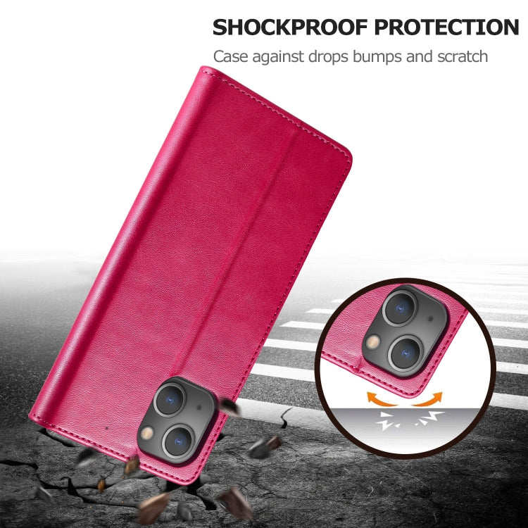 For iPhone 13 LC.IMEEKE Calf Texture Horizontal Flip Leather Case with Holder & Card Slots & Wallet(Red)
