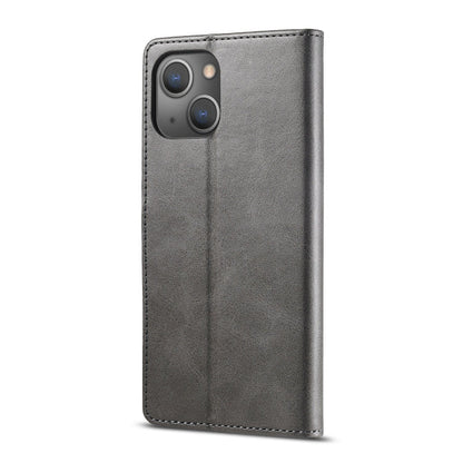 For iPhone 13 LC.IMEEKE Calf Texture Horizontal Flip Leather Case with Holder & Card Slots & Wallet(Grey)