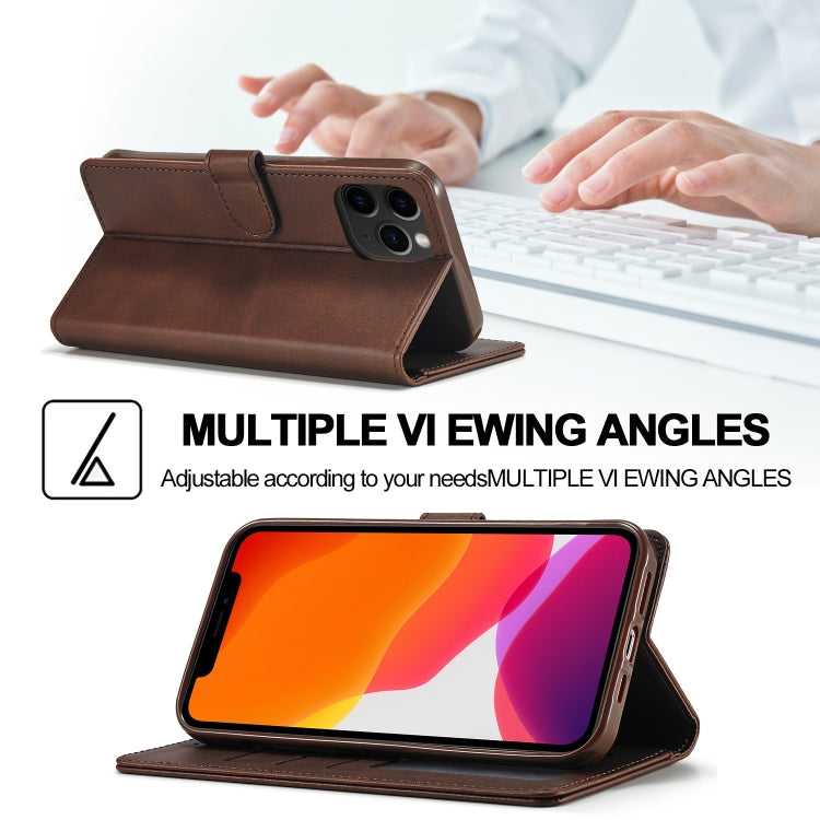 For iPhone 13 Pro LC.IMEEKE Calf Texture Horizontal Flip Leather Case with Holder & Card Slots & Wallet (Brown)