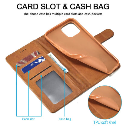For iPhone 13 Pro LC.IMEEKE Calf Texture Horizontal Flip Leather Case with Holder & Card Slots & Wallet (Yellow)