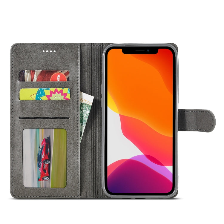 For iPhone 13 Pro LC.IMEEKE Calf Texture Horizontal Flip Leather Case with Holder & Card Slots & Wallet (Grey)