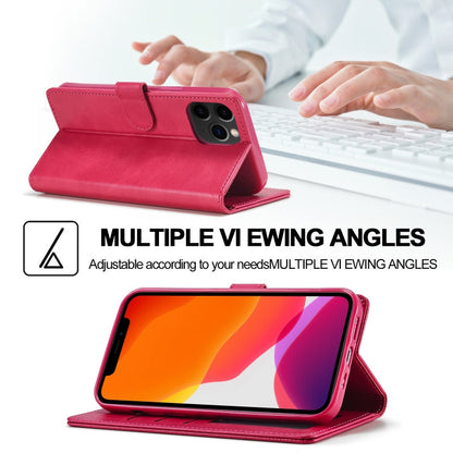 For iPhone 13 Pro Max LC.IMEEKE Calf Texture Horizontal Flip Leather Case with Holder & Card Slots & Wallet (Red)