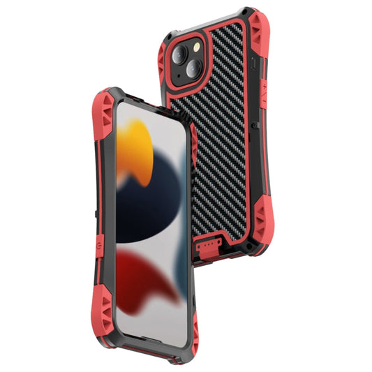 Pour iPhone 13 R-JUST AMIRA Coque de protection antichoc, anti-poussière et étanche en métal (Rouge)