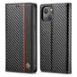 For iPhone 13 mini LC.IMEEKE Carbon Fiber PU + TPU Horizontal Flip Leather Case with Holder & Card Slot & Wallet (Vertical Black)