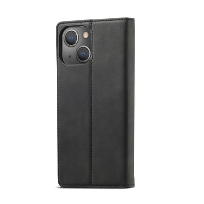 For iPhone 13 mini LC.IMEEKE Strong Magnetic PU + Matte TPU Horizontal Flip Leather Case with Holder & Card Slots & Wallet (Black)