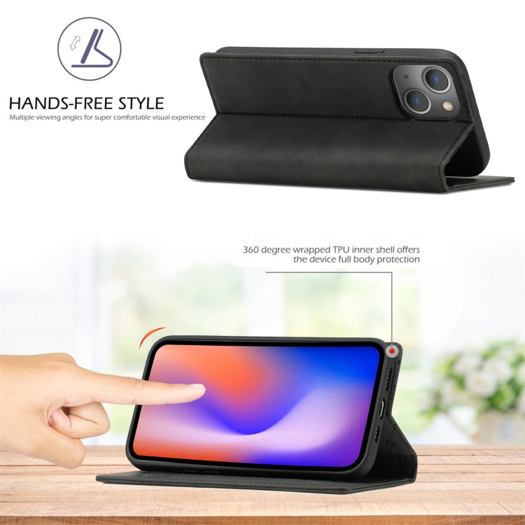 For iPhone 13 mini LC.IMEEKE Strong Magnetic PU + Matte TPU Horizontal Flip Leather Case with Holder & Card Slots & Wallet (Black)