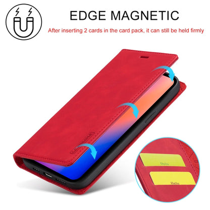For iPhone 13 mini LC.IMEEKE Strong Magnetic PU + Matte TPU Horizontal Flip Leather Case with Holder & Card Slots & Wallet (Red)