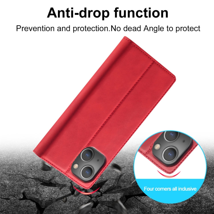 For iPhone 13 mini LC.IMEEKE Strong Magnetic PU + Matte TPU Horizontal Flip Leather Case with Holder & Card Slots & Wallet (Red)