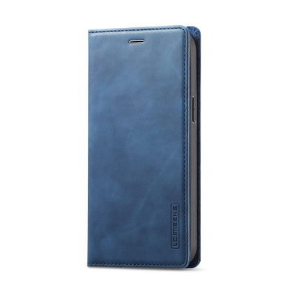 For iPhone 13 mini LC.IMEEKE Strong Magnetic PU + Matte TPU Horizontal Flip Leather Case with Holder & Card Slots & Wallet (Blue)