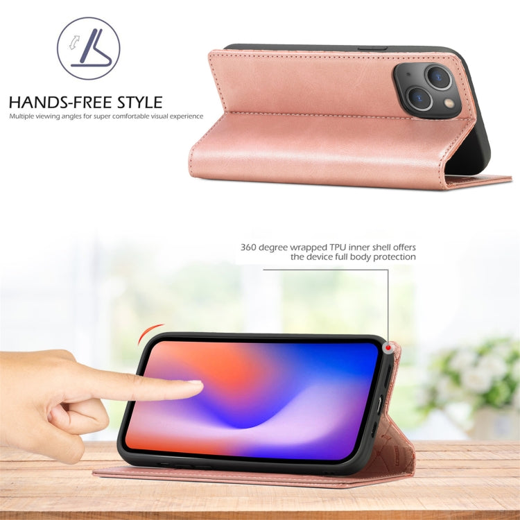 For iPhone 13 mini LC.IMEEKE Strong Magnetic PU + Matte TPU Horizontal Flip Leather Case with Holder & Card Slots & Wallet (Rose Gold)