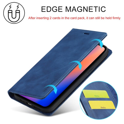 Pour iPhone 13 Pro LC.IMEEKE Étui en cuir à rabat horizontal avec support et fentes pour cartes et portefeuille en PU magnétique puissant + TPU mat (bleu)