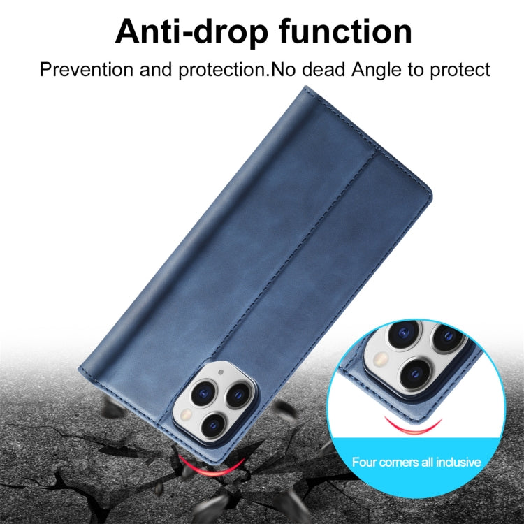 Pour iPhone 13 Pro LC.IMEEKE Étui en cuir à rabat horizontal avec support et fentes pour cartes et portefeuille en PU magnétique puissant + TPU mat (bleu)