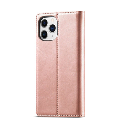 For iPhone 13 Pro LC.IMEEKE Strong Magnetic PU + Matte TPU Horizontal Flip Leather Case with Holder & Card Slots & Wallet (Rose Gold)