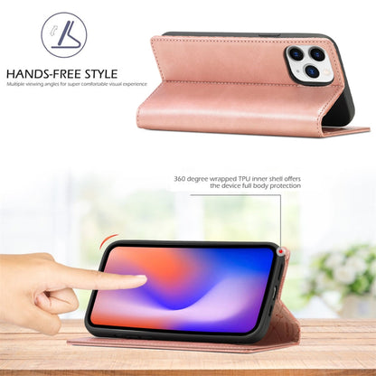 For iPhone 13 Pro LC.IMEEKE Strong Magnetic PU + Matte TPU Horizontal Flip Leather Case with Holder & Card Slots & Wallet (Rose Gold)