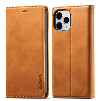 Pour iPhone 13 Pro LC.IMEEKE Étui en cuir à rabat horizontal avec support et fentes pour cartes et portefeuille en PU magnétique puissant + TPU mat (marron)