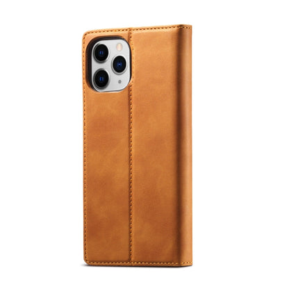 Pour iPhone 13 Pro LC.IMEEKE Étui en cuir à rabat horizontal avec support et fentes pour cartes et portefeuille en PU magnétique puissant + TPU mat (marron)