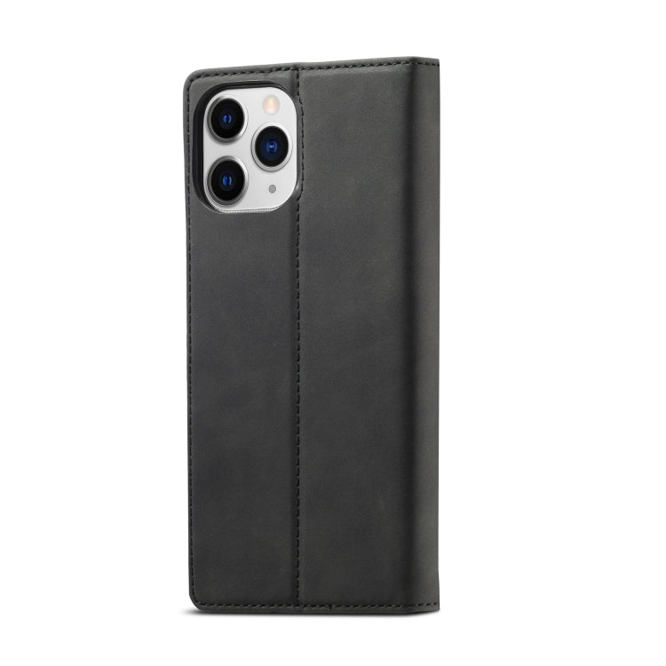 For iPhone 13 Pro Max LC.IMEEKE Strong Magnetic PU + Matte TPU Horizontal Flip Leather Case with Holder & Card Slots & Wallet (Black)