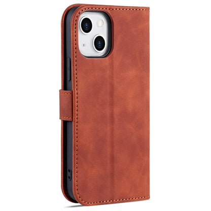 For iPhone 13 AZNS Skin Feel Calf Texture Horizontal Flip Leather Case with Card Slots & Holder & Wallet(Brown)