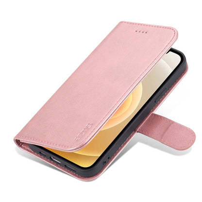 For iPhone 13 AZNS Skin Feel Calf Texture Horizontal Flip Leather Case with Card Slots & Holder & Wallet(Rose Gold)