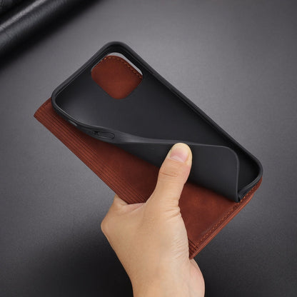 For iPhone 13 AZNS Skin Feel Calf Texture Horizontal Flip Leather Case with Card Slots & Holder & Wallet(Rose Gold)