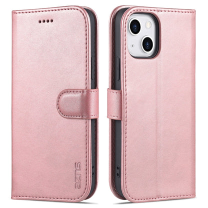 For iPhone 13 mini AZNS Skin Feel Calf Texture Horizontal Flip Leather Case with Card Slots & Holder & Wallet (Rose Gold)