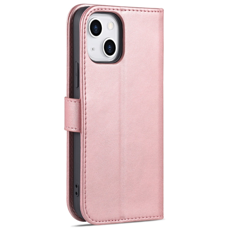 For iPhone 13 mini AZNS Skin Feel Calf Texture Horizontal Flip Leather Case with Card Slots & Holder & Wallet (Rose Gold)
