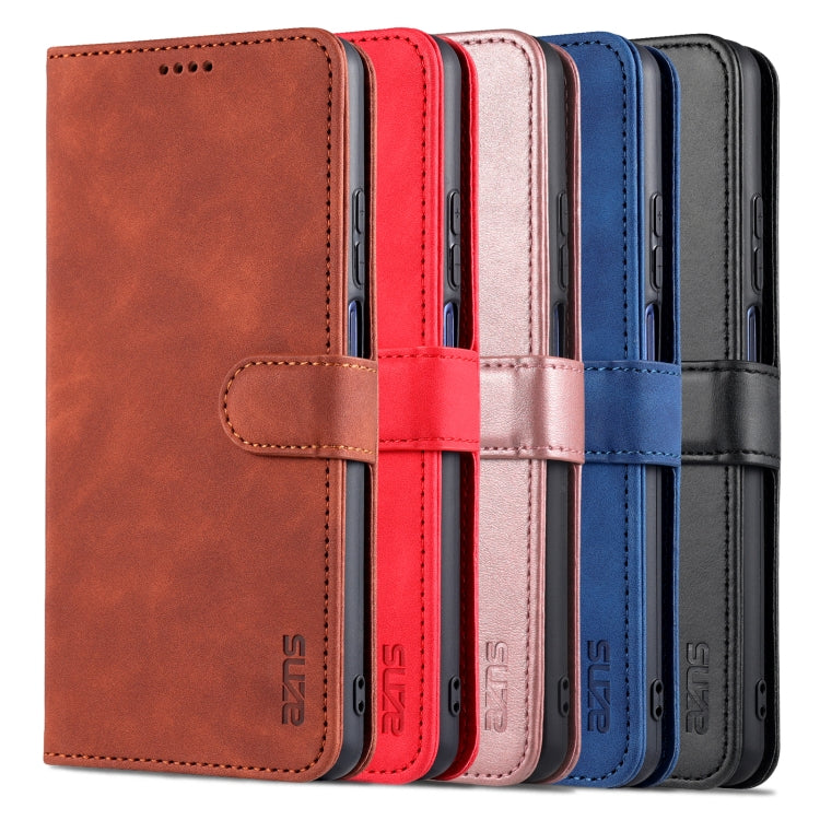 For Xiaomi Mi 10T Lite 5G AZNS Skin Feel Calf Texture Horizontal Flip Leather Case with Card Slots & Holder & Wallet(Brown)