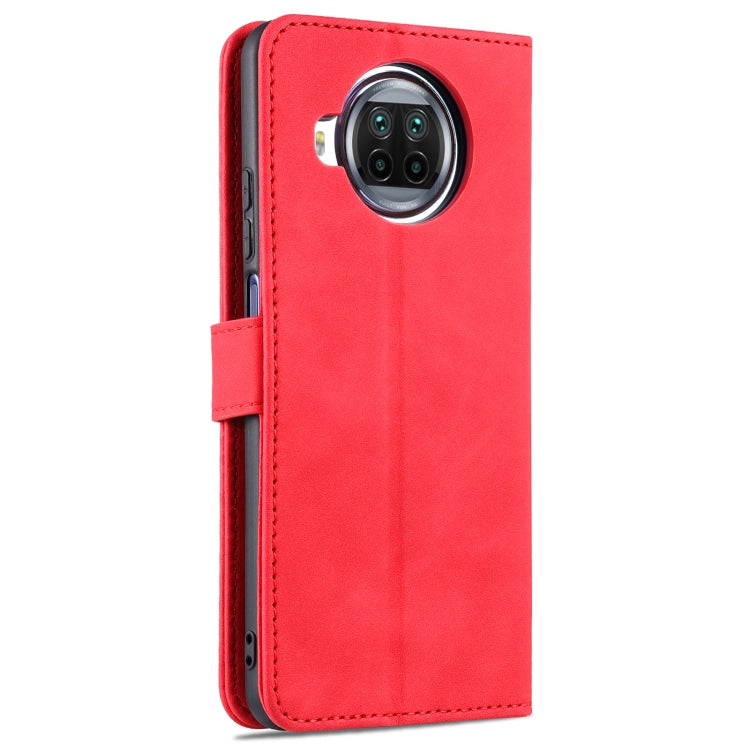 Pour Xiaomi Mi 10T Lite 5G AZNS Étui en cuir à rabat horizontal aspect cuir de veau avec fentes pour cartes, support et portefeuille (rouge)