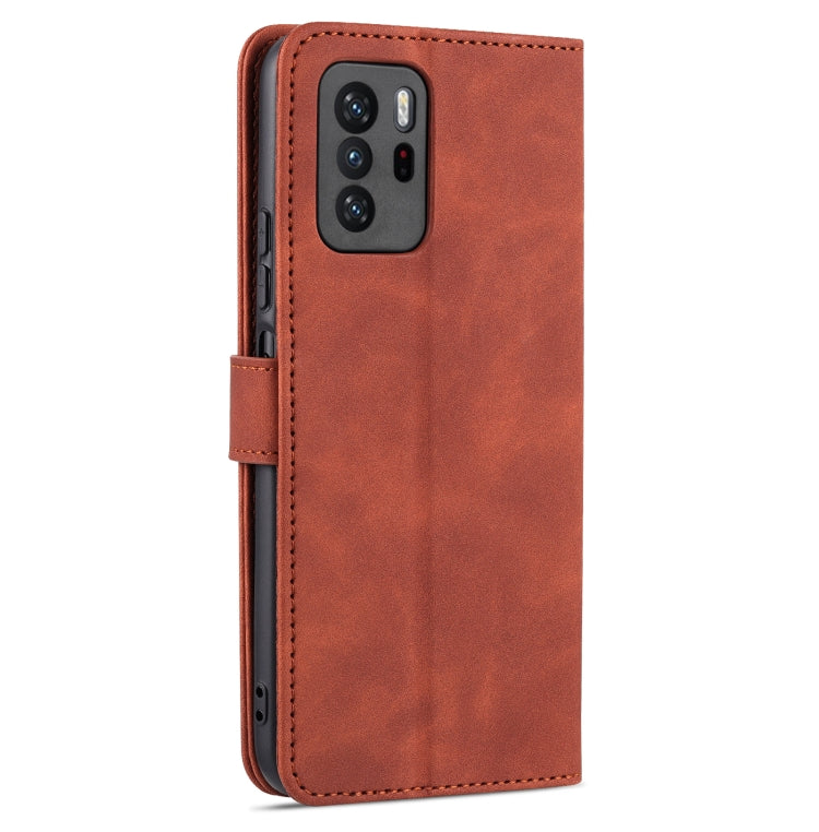 For Xiaomi Poco X3 GT AZNS Skin Feel Calf Texture Horizontal Flip Leather Case with Card Slots & Holder & Wallet(Brown)