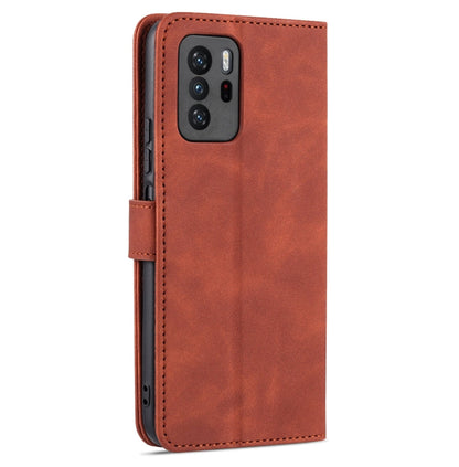 For Xiaomi Poco X3 GT AZNS Skin Feel Calf Texture Horizontal Flip Leather Case with Card Slots & Holder & Wallet(Brown)