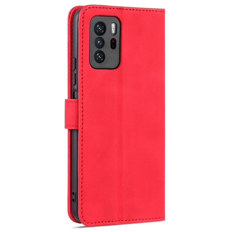 For Xiaomi Poco X3 GT AZNS Skin Feel Calf Texture Horizontal Flip Leather Case with Card Slots & Holder & Wallet(Red)