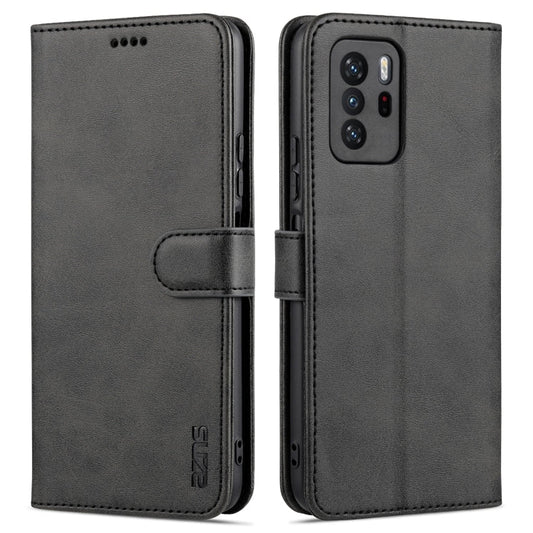 For Xiaomi Poco X3 GT AZNS Skin Feel Calf Texture Horizontal Flip Leather Case with Card Slots & Holder & Wallet(Black)