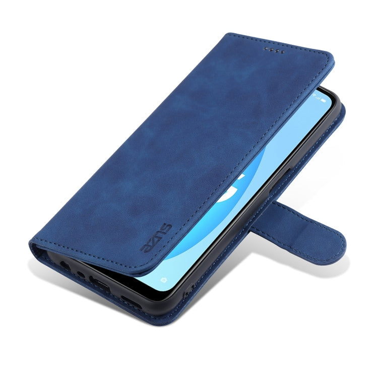For OPPO A16 AZNS Skin Feel Calf Texture Horizontal Flip Leather Case with Card Slots & Holder & Wallet(Blue)
