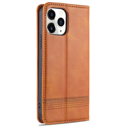 For iPhone 13 AZNS Magnetic Calf Texture Horizontal Flip Leather Case with Card Slots & Holder & Wallet(Light Brown)