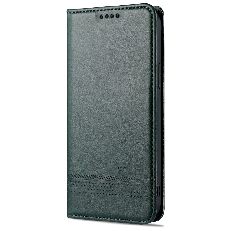 For iPhone 13 Pro Max AZNS Magnetic Calf Texture Horizontal Flip Leather Case with Card Slots & Holder & Wallet (Dark Green)